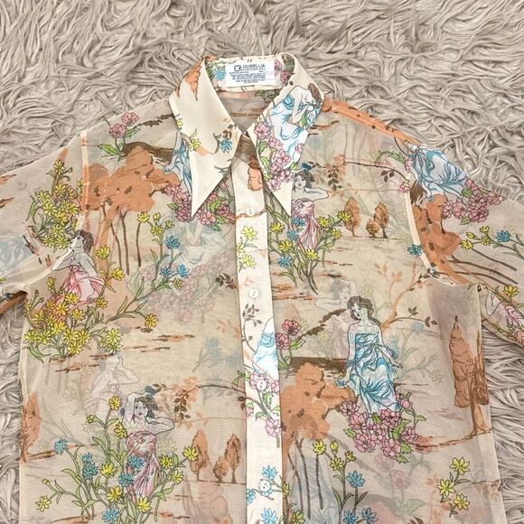 Vintage loubella extendables 1970s dagger collar blouse - Picture 3 of 7